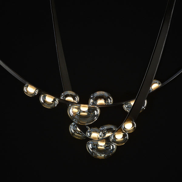 Close-up of Spot Belt Glass Chandelier showing glass detail