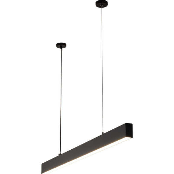 Close-up of LED Long Strip Chandelier showing aluminium finish