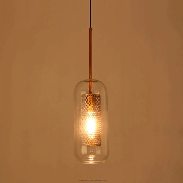 Glass Long Weavils Droplight styled in a modern Lagos dining room