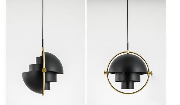 Gubi Droplight with sleek designer pendant shade above a dining table