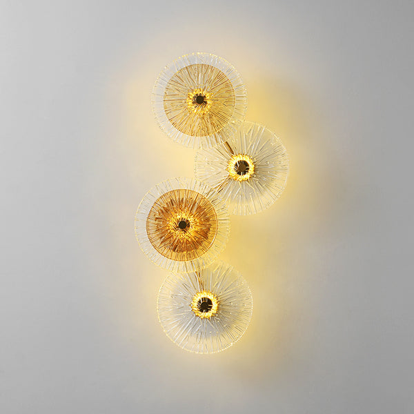 Close-up of Lotus Leaf wall light showing leaf detail and warm LED glow