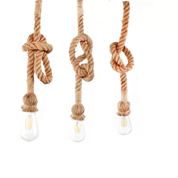 Close-up of Rattan Hemp Droplight showing woven rattan texture