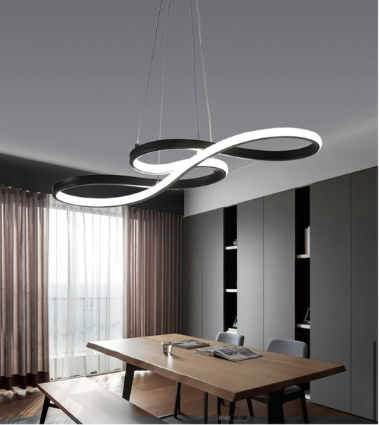 Cross-Border LED Chandelier with crossed-arm design above a dining table