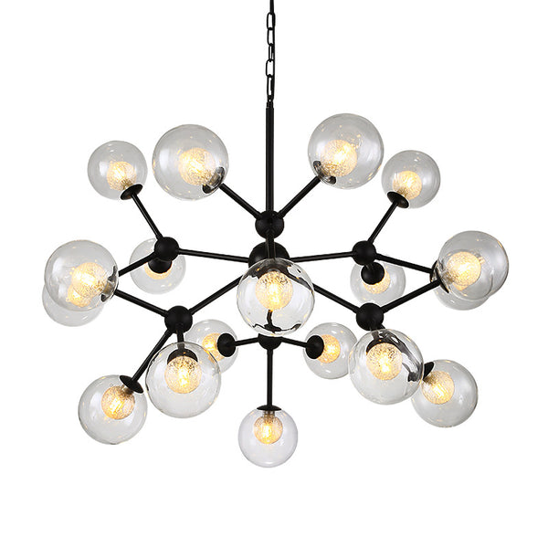 Close-up of 18-Head Black Ceiling Light showing black head cluster detail